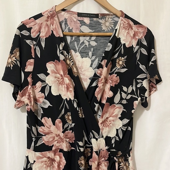 Chris & Carol Floral Faux Wrap Dress a207 - Picture 2 of 4